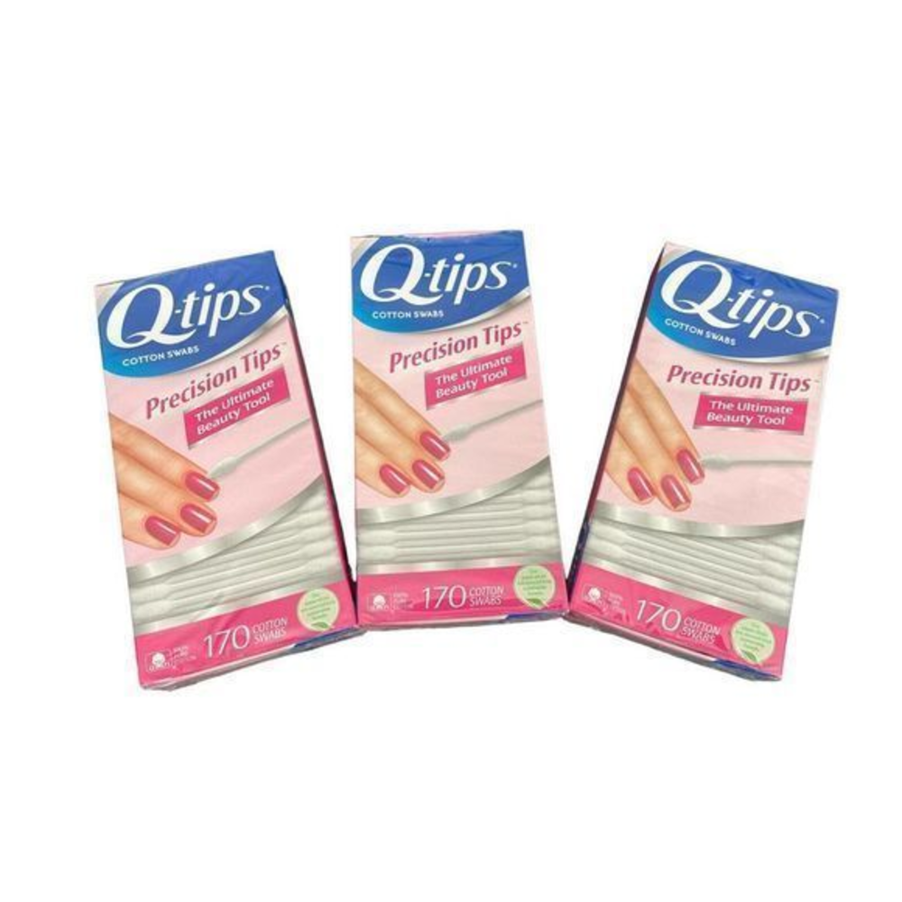 Lot Of 3 Q-Tips Cotton‎ Swabs Precision Tips 170 Count Each
